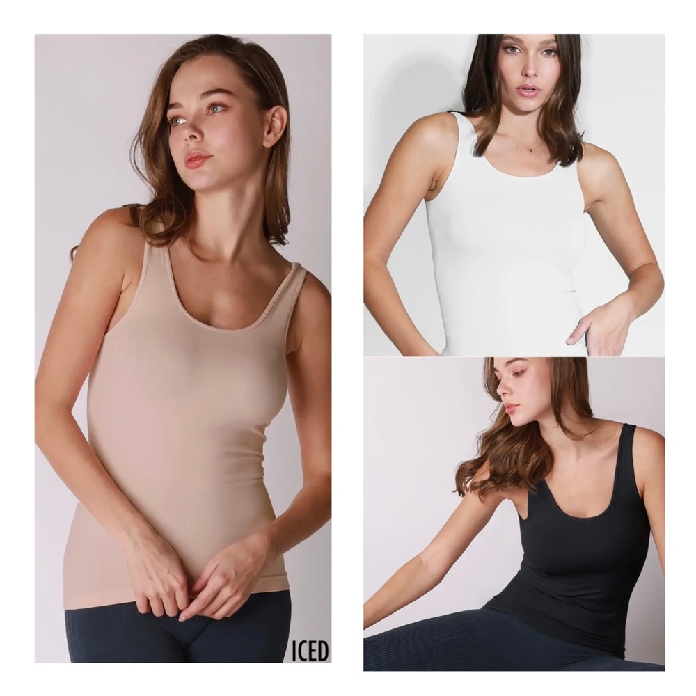 Nikibiki Shorter Length Seamless Tank | Black, Iced Latte | ONE SIZE